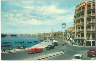 (w192) The Strand,  Sliema,  Malta.  Vintage 1960s Postcard