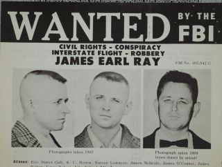 James Earl Ray Pristine 1968 Fbi Wanted Poster Martin Luther King Jr