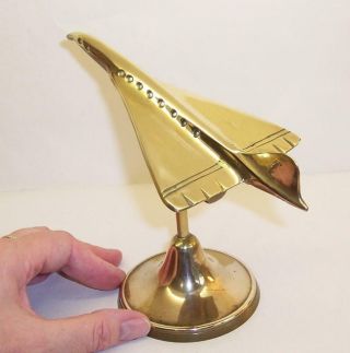 Vintage Solid Brass Freestanding Concorde Aeroplane/airplane Model Desk Top