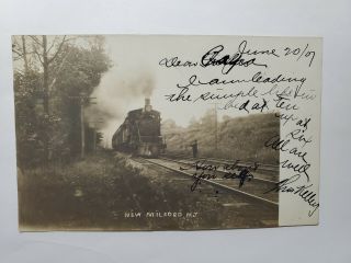 Pre 1907 Rppc Photo Postcard Railroad Train W Man Milford Jersey Nj Nr
