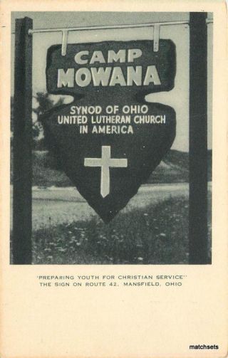 1940s Camp Mowana Religion Lutheran Church Mansfield Ohio Postcard 4471