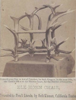 1860s Gardner Cdv Ca Hunter Seth Kinman Elk Horn Chair For President Lincoln