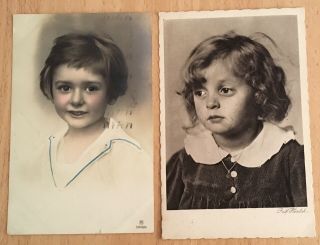 Two Photo Postcards From 1921 Of A Boy And A Girl.