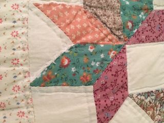 Vintage Farmhouse Style Handmade Star Quilt Queen Size 4