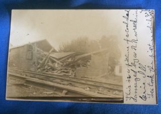 1909 Rppc Postcard Of Coal Shed By Rr Wreck Erie,  Il.  Real Photo