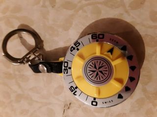 Memo Park Vintage Swiss Made Parking 60 Minute Timer Yellow Fob Keychain