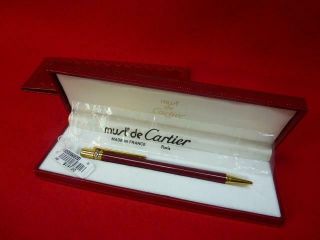 Cartier Ballpoint Pen Must De Cartier Trinity Authentic Bordeaux Gold Metal Box