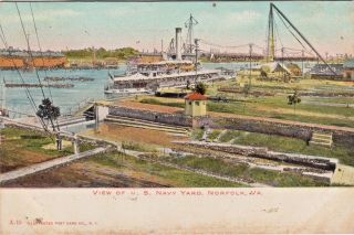 Pre - 1908 Udb View Of Us Navy Yard Norfolk Virginia Vintage Naval Postcard