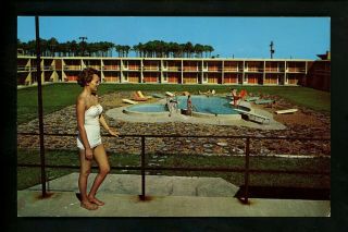Holiday Inn Motel Hotel Postcard Alabama Al Dauphin Island " Riveria " Error Pool