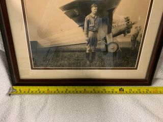 Large Framed photo Charles Lindbergh in front of 