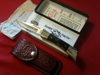 Vintage Case Xx 1976 4 Dot Shark Tooth Folding Knife & Sheath & Box Mib