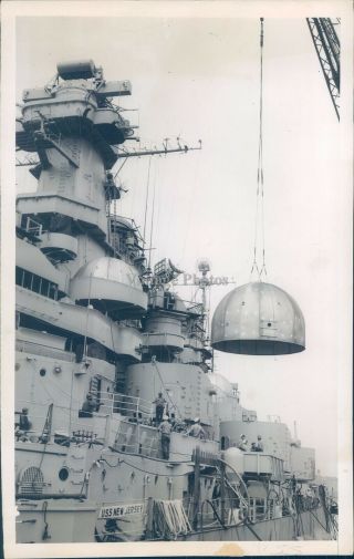 1948 Press Photo Military Us Navy Battleship Nj Vintage Ships Historic 8x10