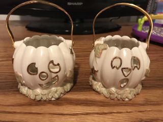 Lenox Pumpkin Tealight Holders - Set Of Two
