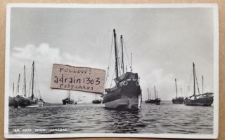 Zanzibar An Arab Dhow Rppc 1957 Posted.  Fishing Boats.  Publ A C Gomes