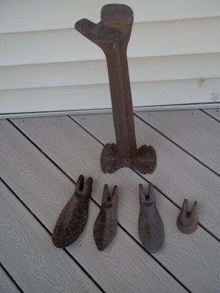 Antique Bigboy Cobblers Cast Iron Shoe Repair Stand Anvil - Lasts 214,  216,  217,  218