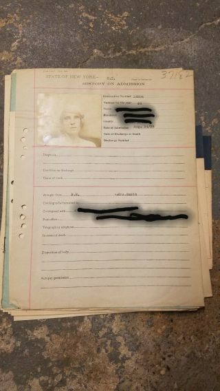 State Hospital Patient File Insane Asylum With Picture,  Ward Notes,  Autopsy.