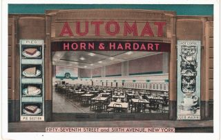 Nyc Horn & Hardart Automat Cafeteria Shows Section Liquid Machine 1940 Ny
