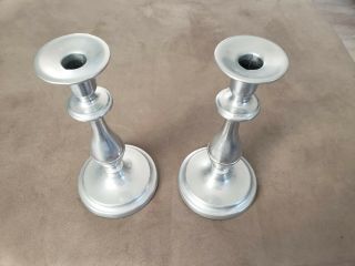 Two vintage Wilton Armetale RWP Pewtor Candle Holders - 9 