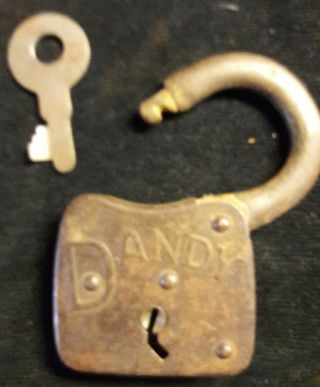 Antique Dandy Lock With Key Made In Usa