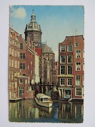Postcard Het Kolkje,  Little Lock,  Amsterdam.  Basilica St.  Nicholas.  Posted 1961