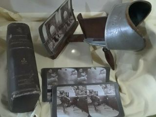 Antique Underwood Stereoscope Viewer W/ 27 Cards In Yellowstone Boxed Set