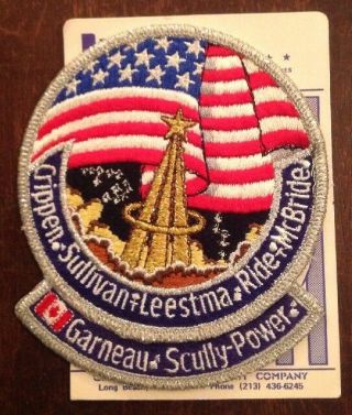 Sullivan Nasa Space Shuttle Challenger Sts - 41g Patch 4 " X 5 " Sally Ride Jon