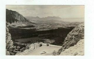 Hi Oahu Hawaii Antique Real Photo Post Card " At The Pali " Lookout