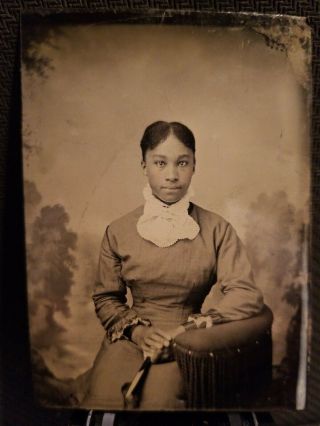 African American Woman Sixth Plate Tintype.  Portrait.