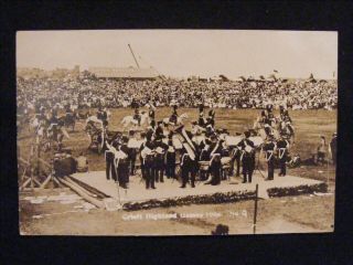 Rare Crieff Highland Games 1906 Real Photo Perthshire Postcard Soldiers Band Etc