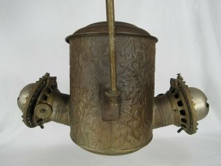 The Angle Lamp Co.  N.  Y.  - Double Burner Hanging Kerosene Oil Lamp Antique