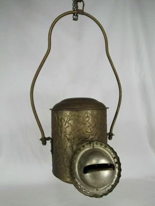 THE ANGLE LAMP CO.  N.  Y.  - DOUBLE BURNER HANGING KEROSENE OIL LAMP antique 4
