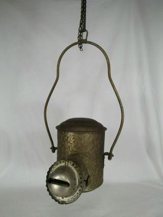 THE ANGLE LAMP CO.  N.  Y.  - DOUBLE BURNER HANGING KEROSENE OIL LAMP antique 7