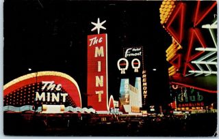 Las Vegas,  Nevada Postcard The Hotel Casino / Fremont Street At Night 1963