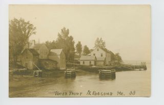 Rppc - Edgecomb,  Me - Very Scarce Early 1900s Waterfront View - Houses & Docks P
