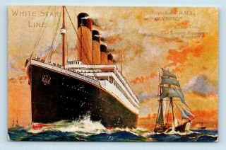 Rms Olympic - White Star Line Ocean Cruise Steamer - Titanic Sister - Postcard