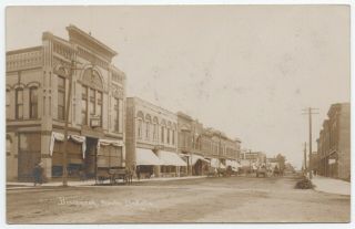 Rppc Bismarck Nd Main St.  /ave From 3rd Street 1909 Undertaking,  Ioof,  Etc.  Signs