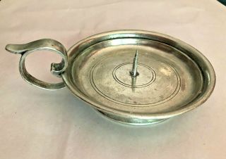 Vintage Candle Holder,  Made In Italy,  Pewter,  With Finger Hold,  William & Sonoma