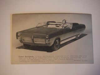 Vintage Arcade Automotive Exhibit Card Mercury Comet Escapade