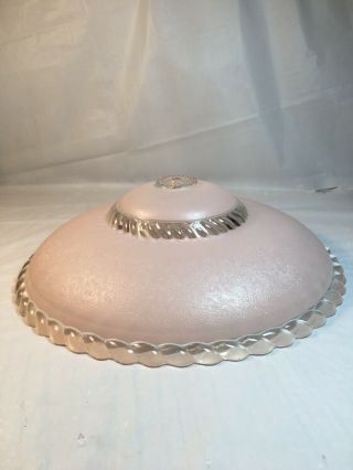 Vintage Art Decco Pink Glass Ceiling Light Shade 11 1/2” 4