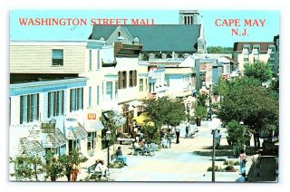 Vintage Postcard Washington Street Mall Cape May Jersey E9