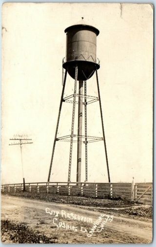 Cushing,  Iowa Rppc Postcard City Reservoir Water Tower View Crawburg Photo 1910