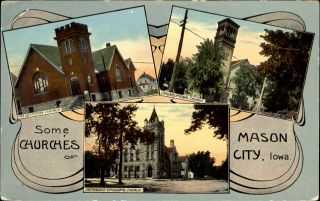 Some Churches Mason City Iowa Multi - View Presbyterian Congregational M.  E.