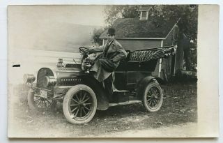 Ca 1909 Rppc Real Photo Postcard Vintage Rambler Automobile Car Nj License Plate