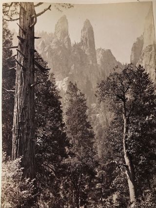 C1880 Yosemite California Fabulous View Cathedral Spires By George Fiske Large