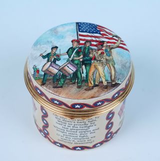 Rare Halcyon Days Boys Scouts America Musical Star Spangled Banner Trinket Box