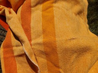 Vintage Baron Woolen Mills Rising Sun Orange Striped Wool Blanket 61 