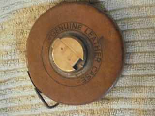 Vintage German Steel Tape Measure In Leather Case - 100 Feet