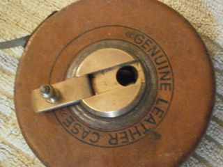 Vintage German steel tape measure in leather case - 100 feet 2