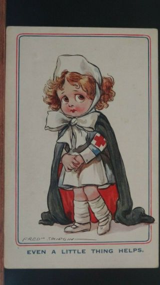 Ww1 Fred Spurgin Comic Postcard: Red Cross Nurse Theme