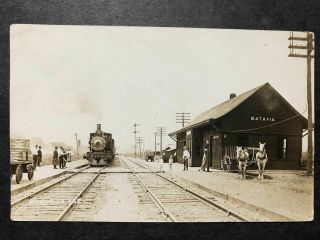 Rppc - Batavia Ia - Rr Depot - Iowa - Railroad Station - Jefferson County - Real Photo
